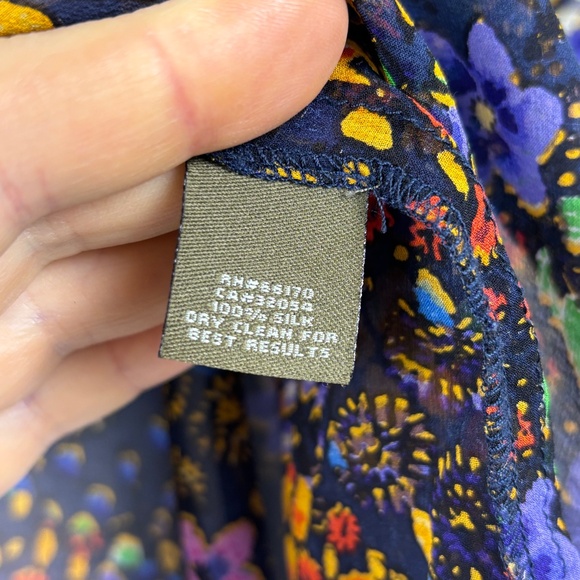 Anthropologie Fei Women Short Sleeve Sheer Silk Blouse Sz 4 Boho Floral Flutter - Picture 7 of 9